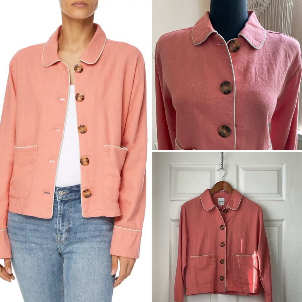 Linen Shirt Jacket Kensie Double Pocket Lightweight Shacket